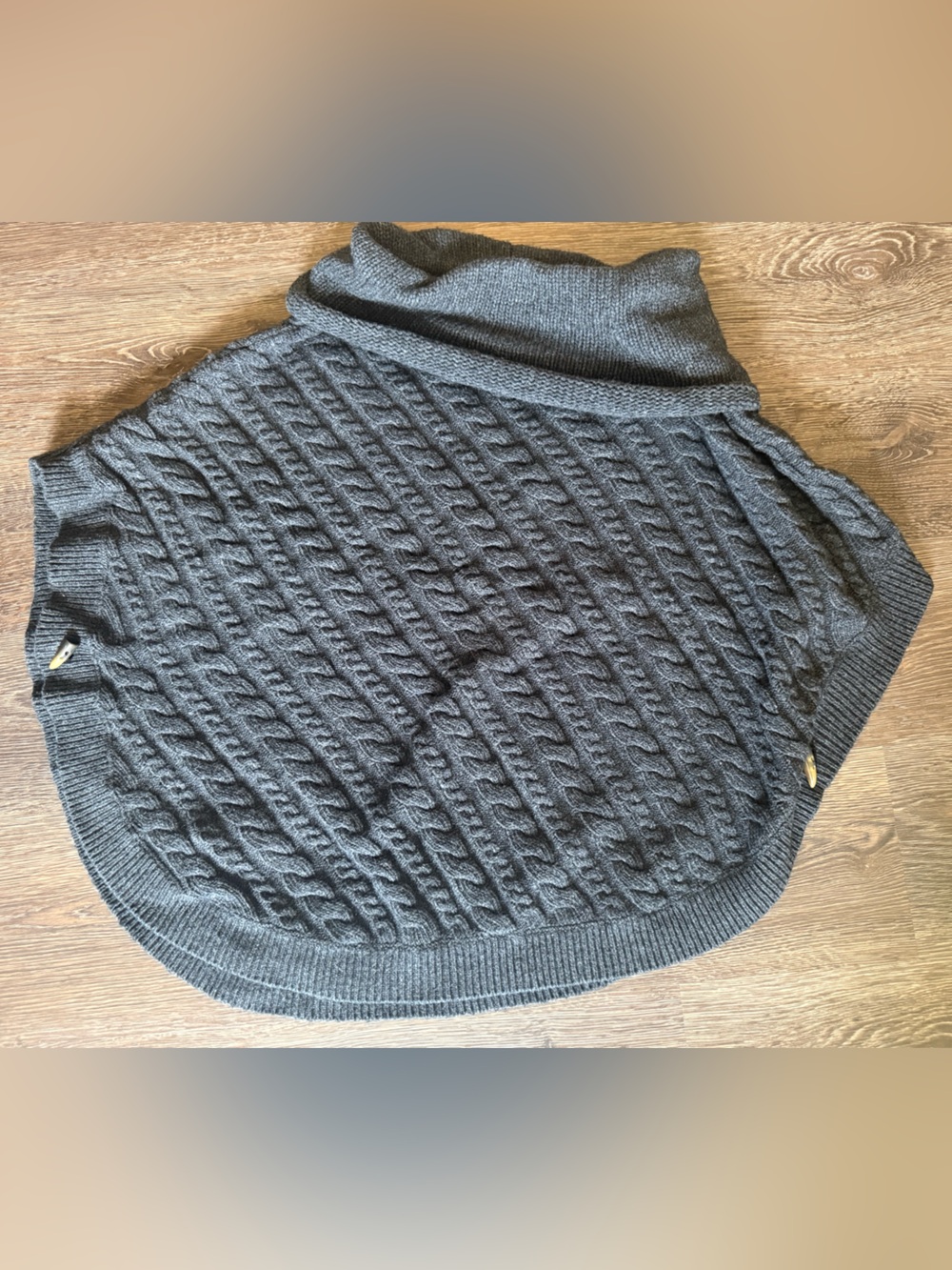 Orvis Charcoal Cable-Knit Poncho Sweater